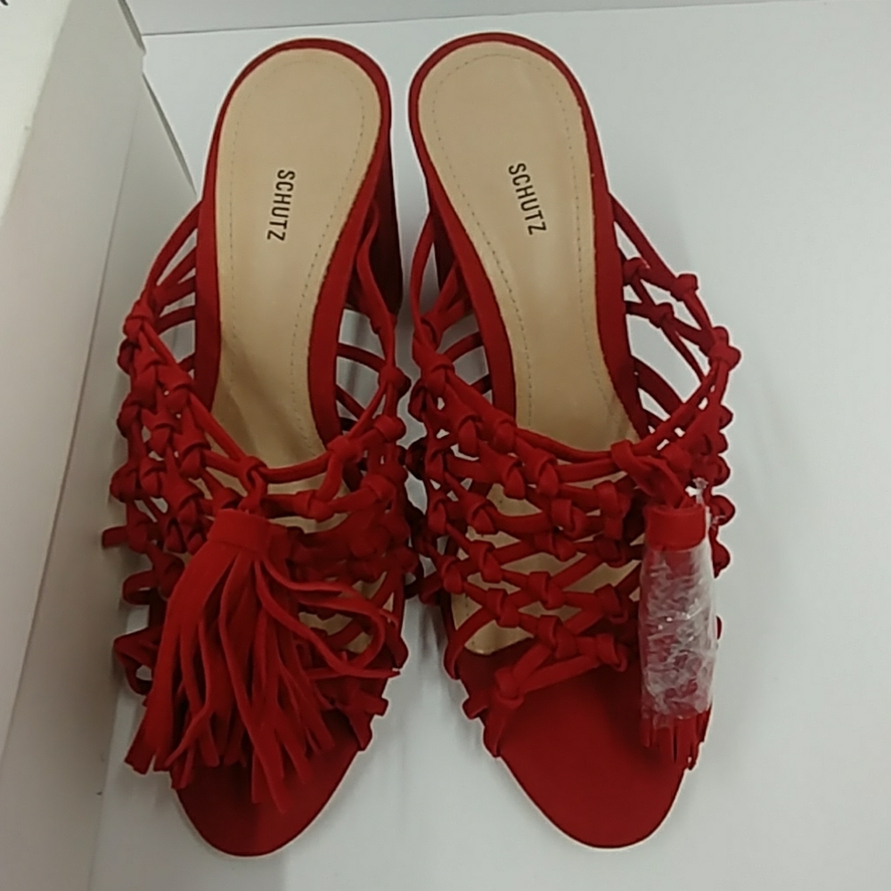 SCHUTZ Emily Tango Red Sandal Size 6.5 M